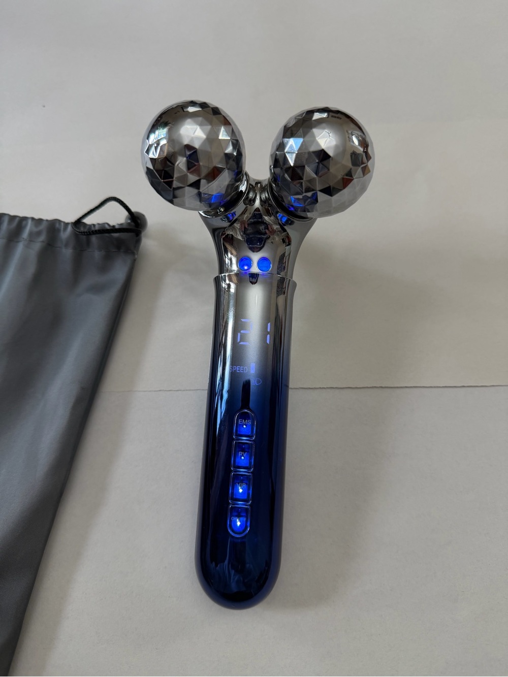 5D EMS Microcurrent Facial Roller Massager Vibration Blue LED